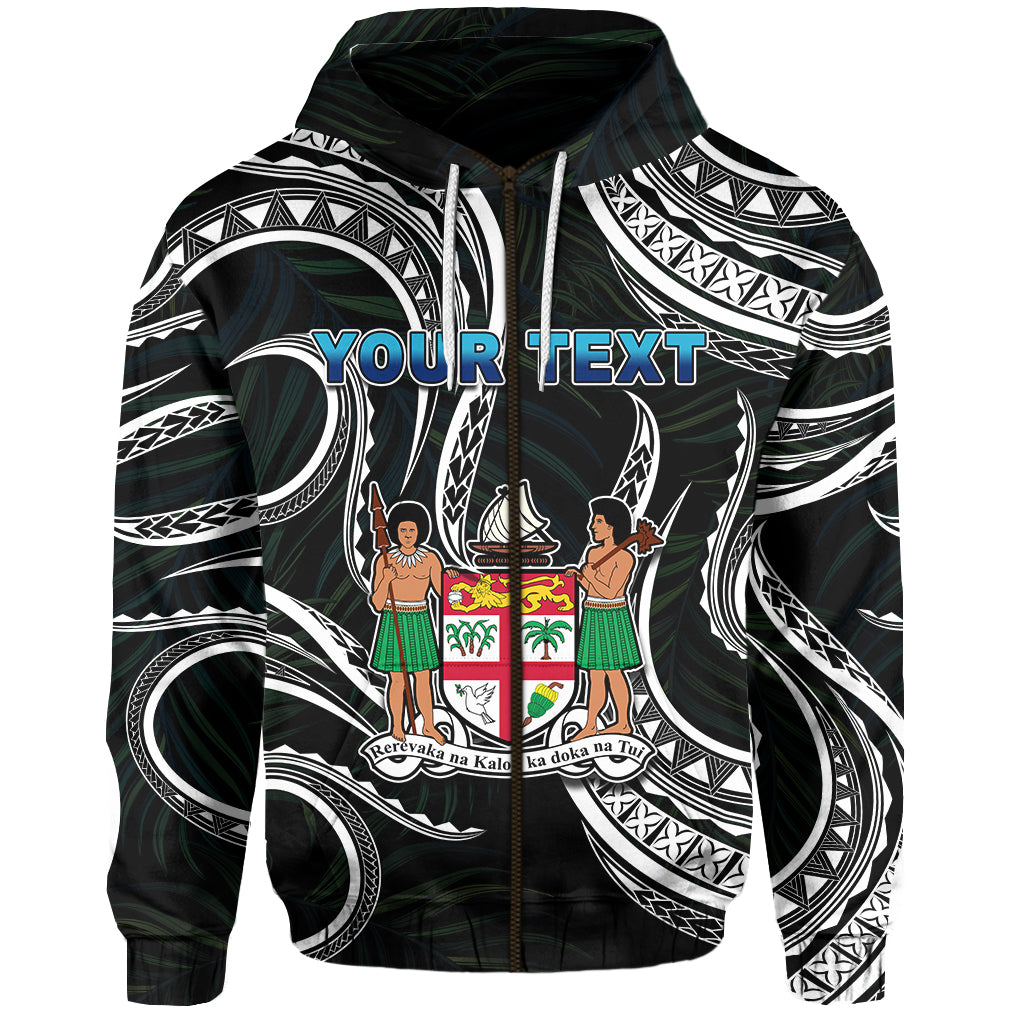 ( Personalised) Fiji Coat of Arms Zip Hoodie Polynesian mix Coconut Pattern