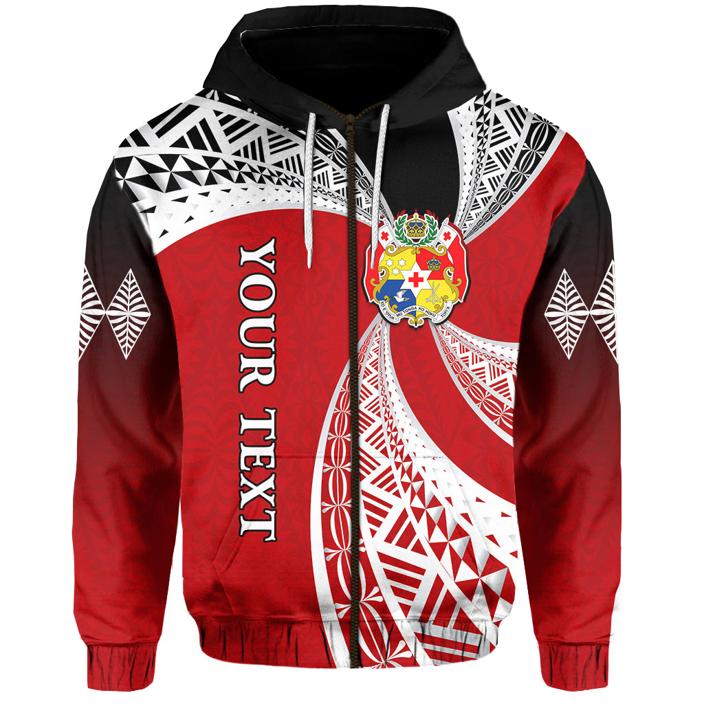 ( Personalised) Tonga Distinctive Zip Hoodie Tongan Tapa Pattern