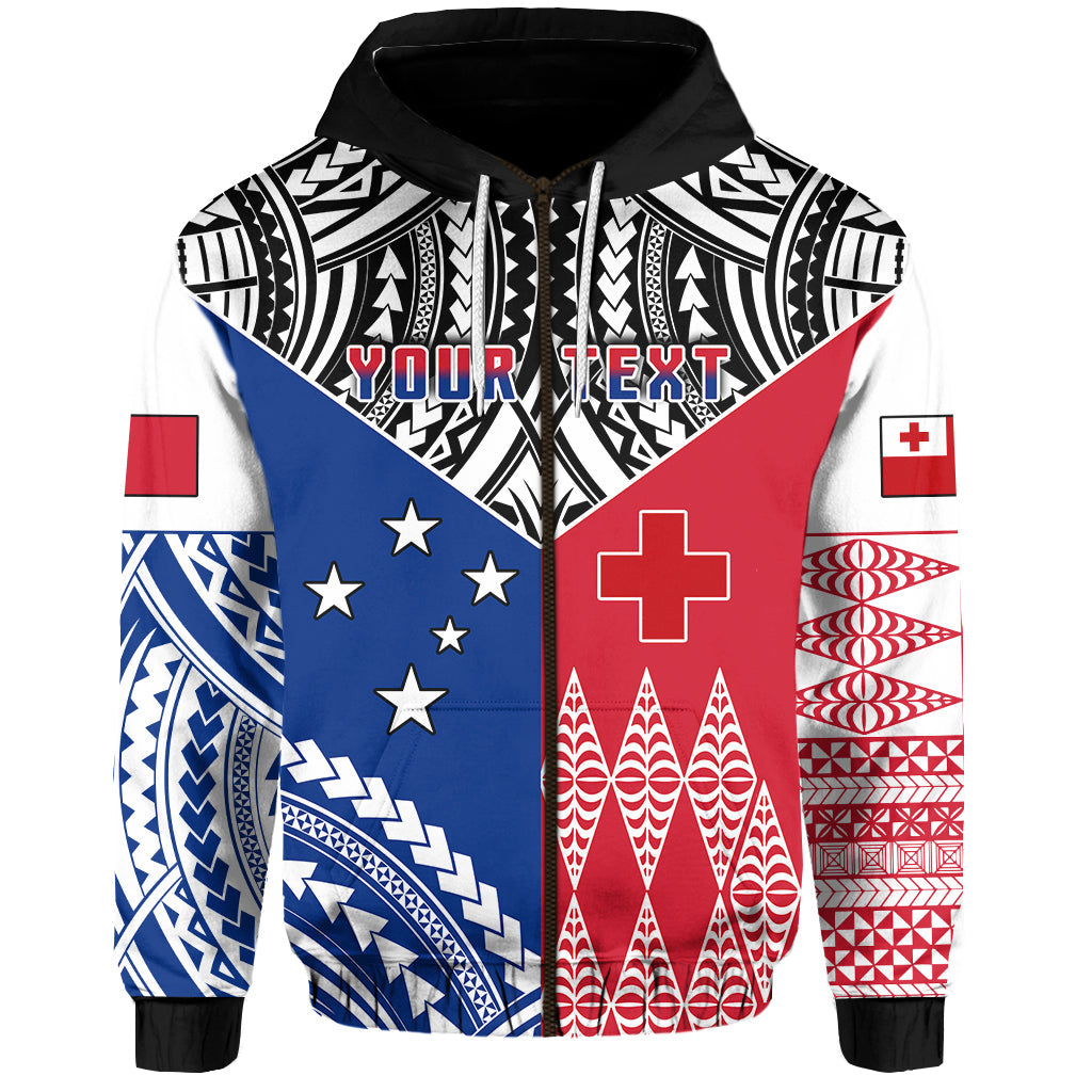 Custom Text Spirit Of TokoUso Zip Hoodie Tonga and Samoa