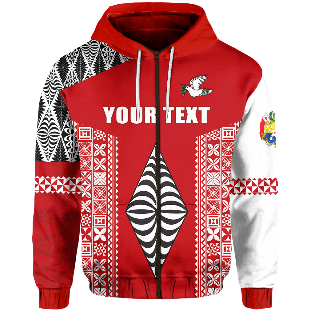 Custom Text Tonga Rugby Zip Hoodie Mate Ma'a Tonga
