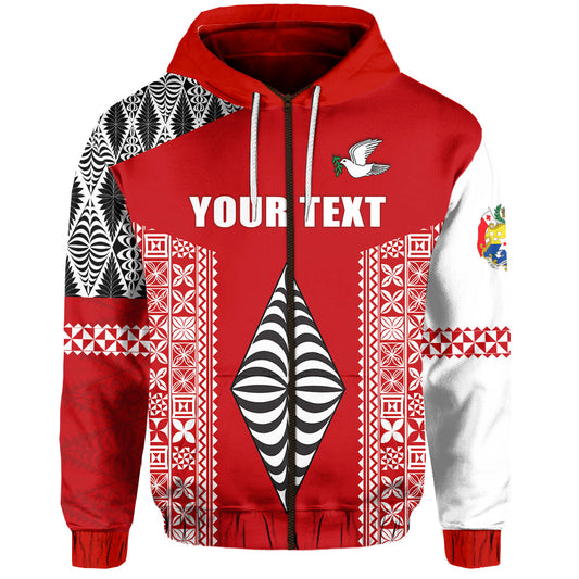 Custom Text Tonga Rugby Zip Hoodie Mate Ma'a Tonga