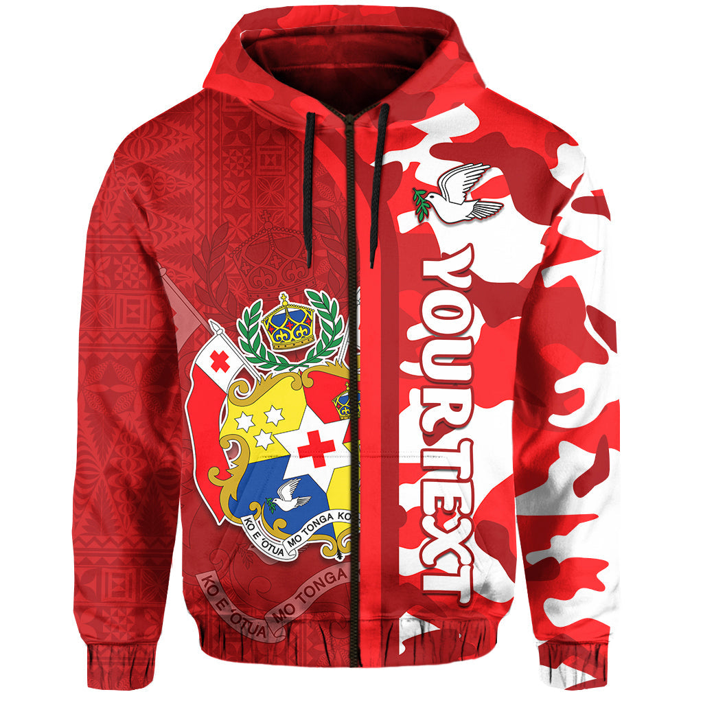( Personalised) Tonga Unique Zip Hoodie Camouflage with Tongan Pattern