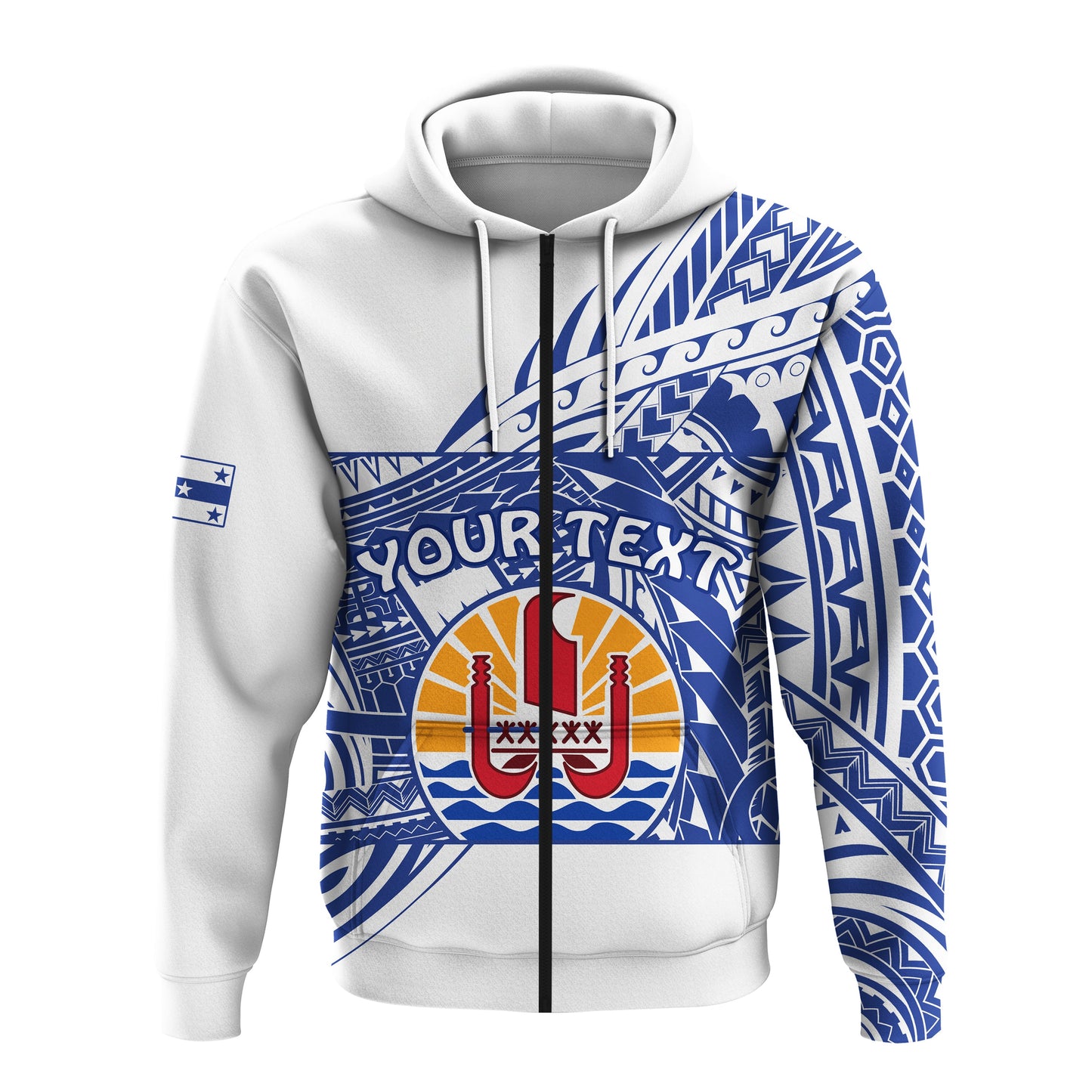 ( Personalised) Gambier Islands Zip Hoodie Polynesian Pattern French Polynesia