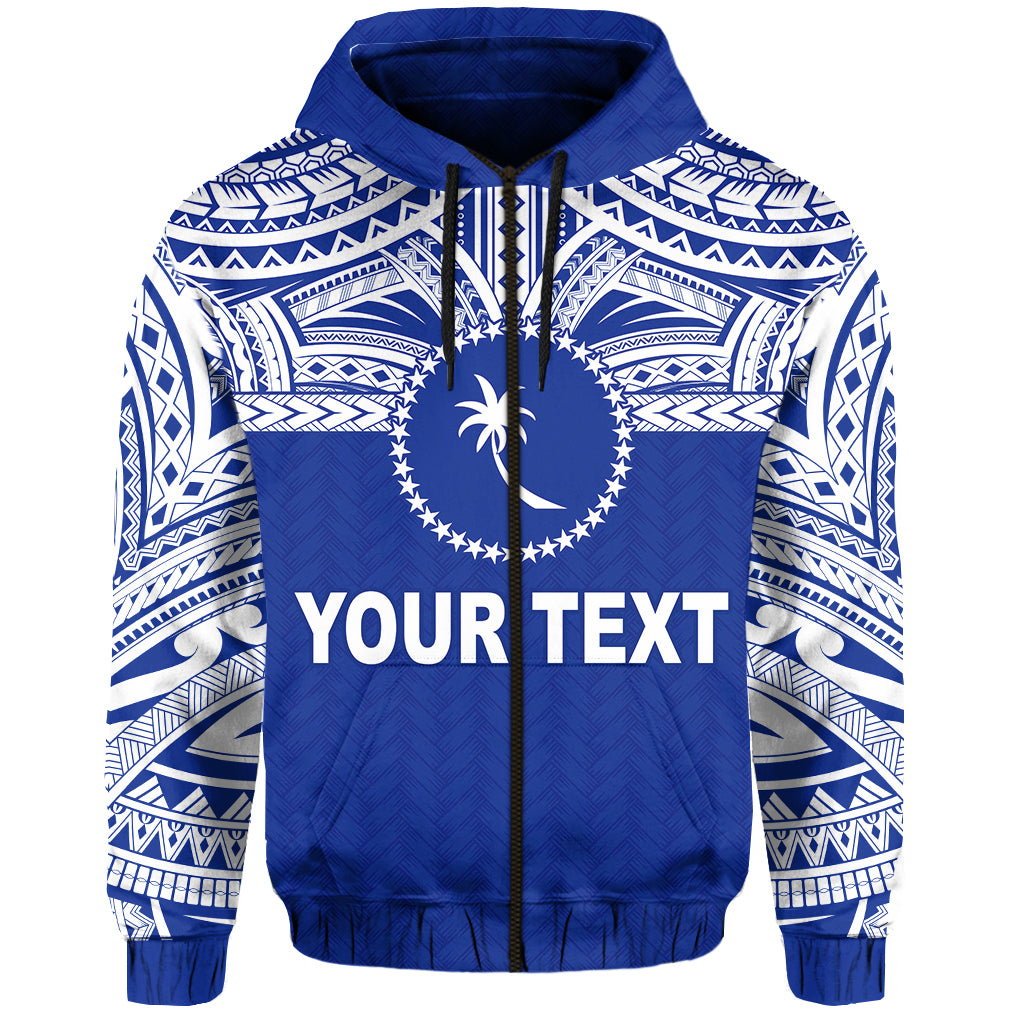 ( Personalised) Chuuk Flag Zip Hoodie Micronesia Style Blue