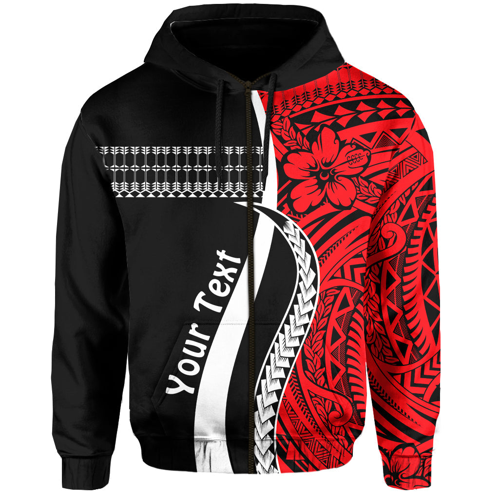 ( Personalised) Marshall Islands Zip Hoodie Simple Pattern Version Red