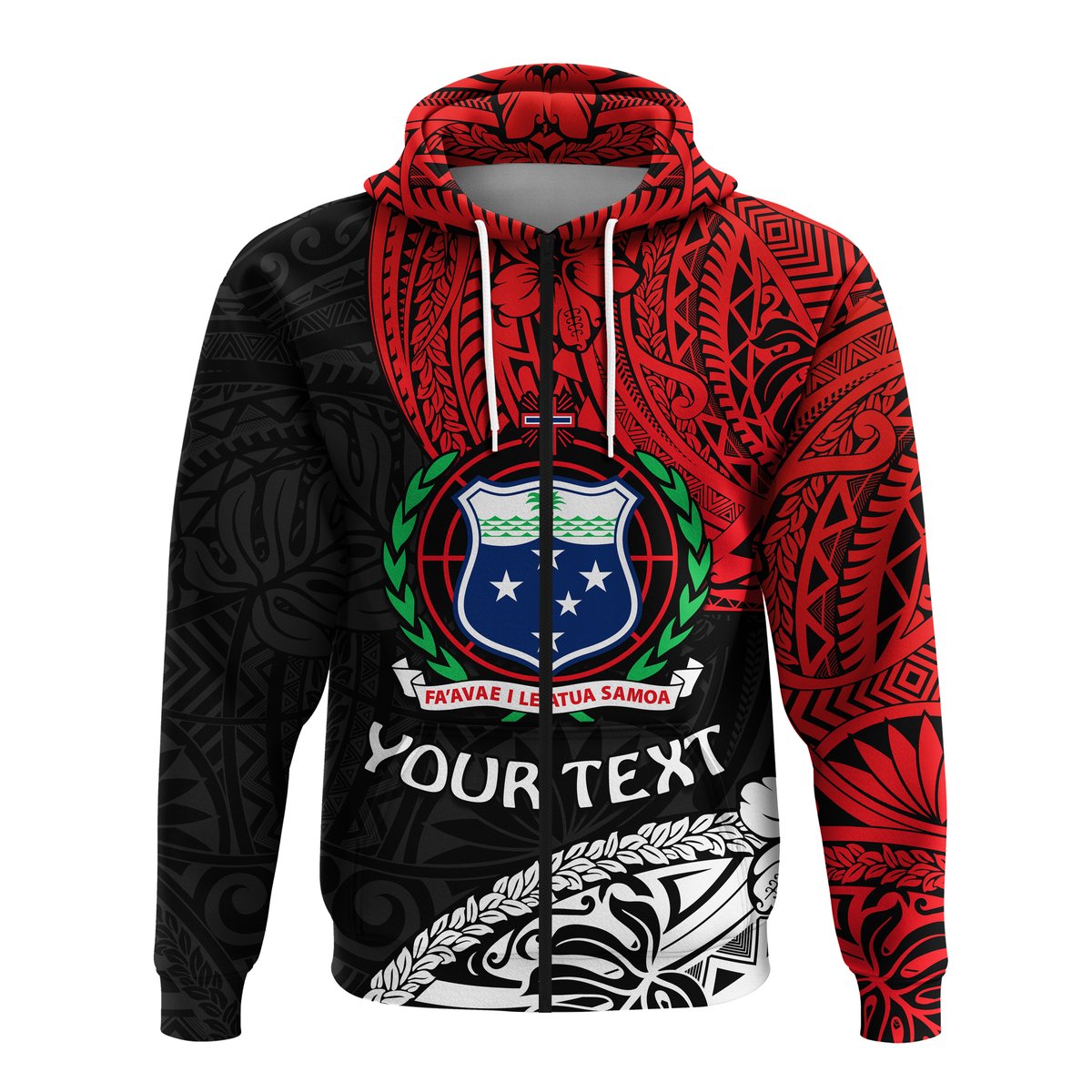 Custom Text Samoa Zip Hoodie Beloved Samoan Mix Polynesian Pattern Hoodie