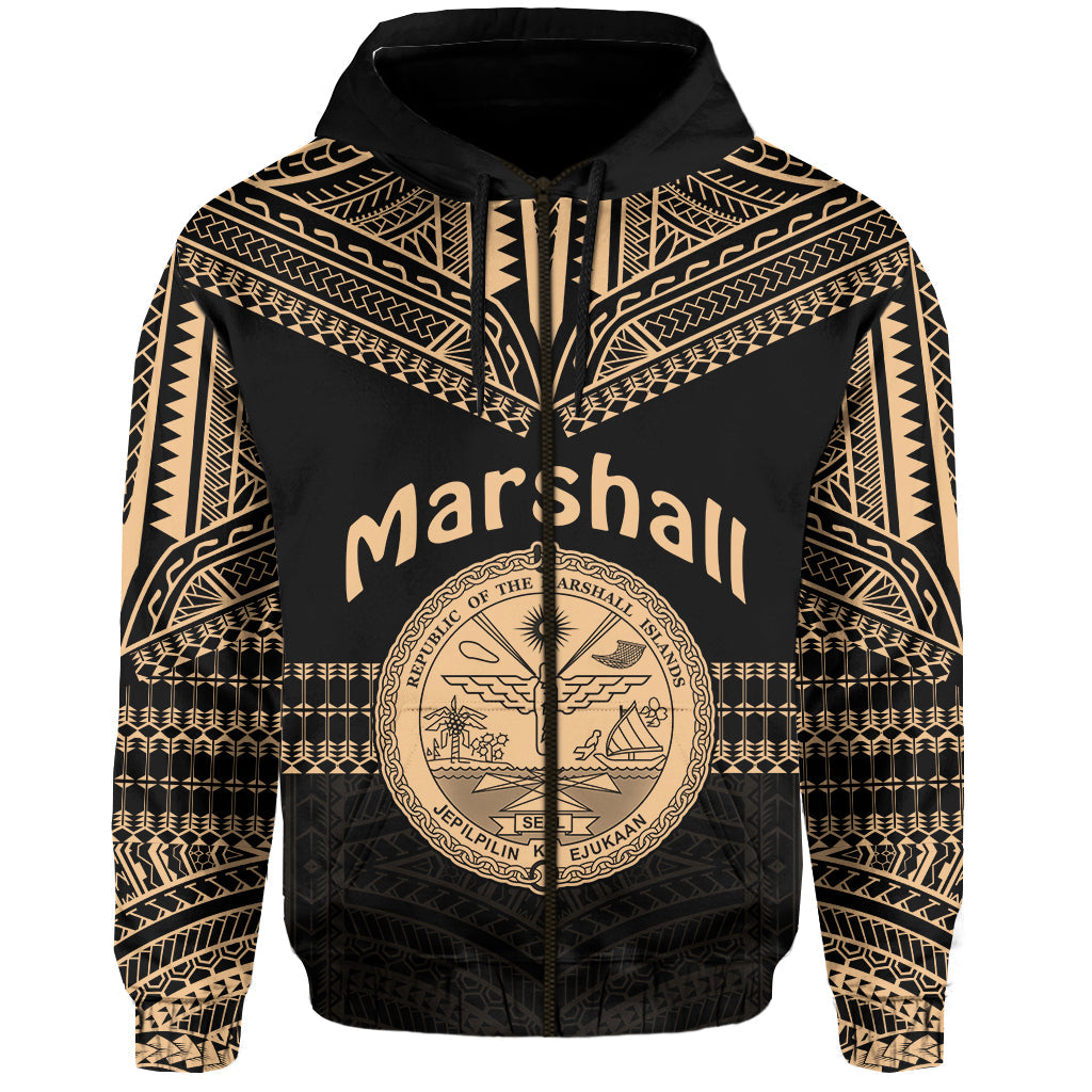 Marshall Islands Zip Hoodie Best Tattoo Version Golden