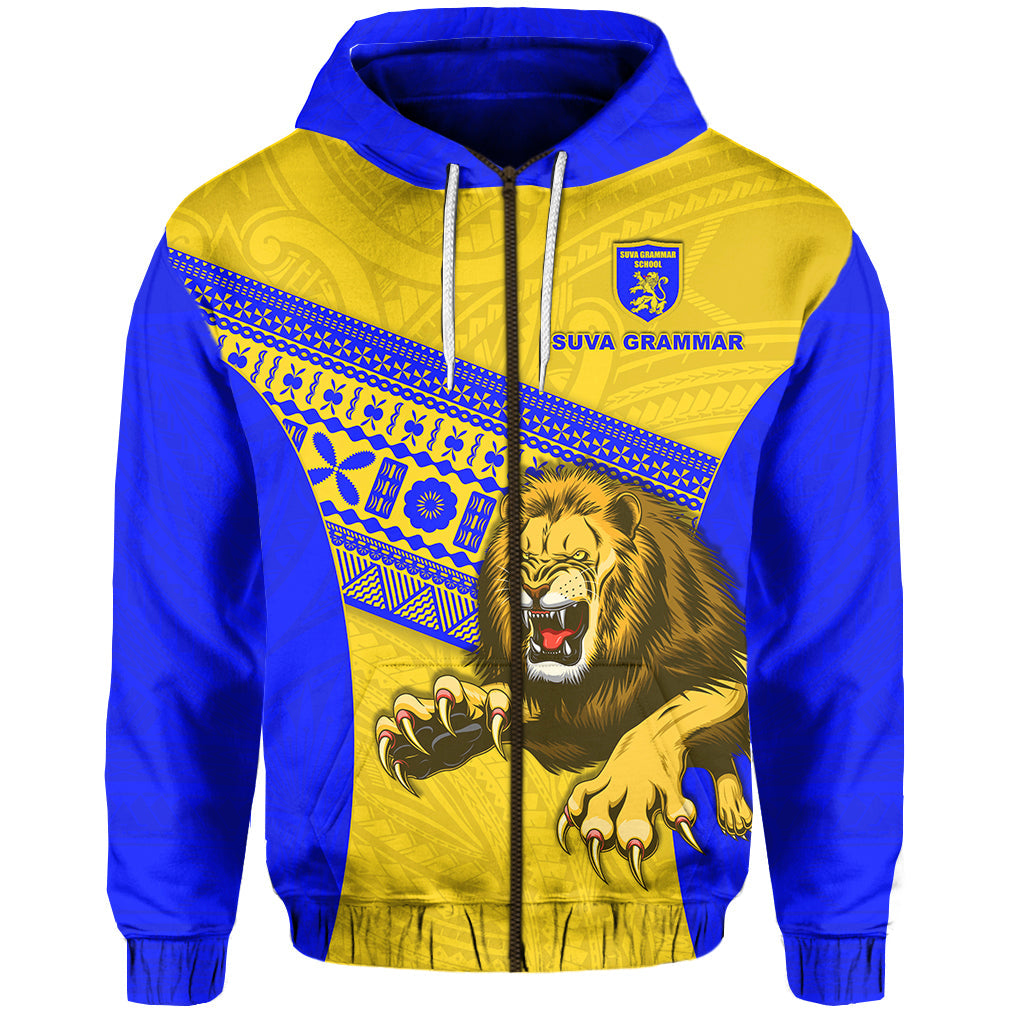 Suva Grammar Fashion Zip Hoodie Fiji School Version Lion Blue
