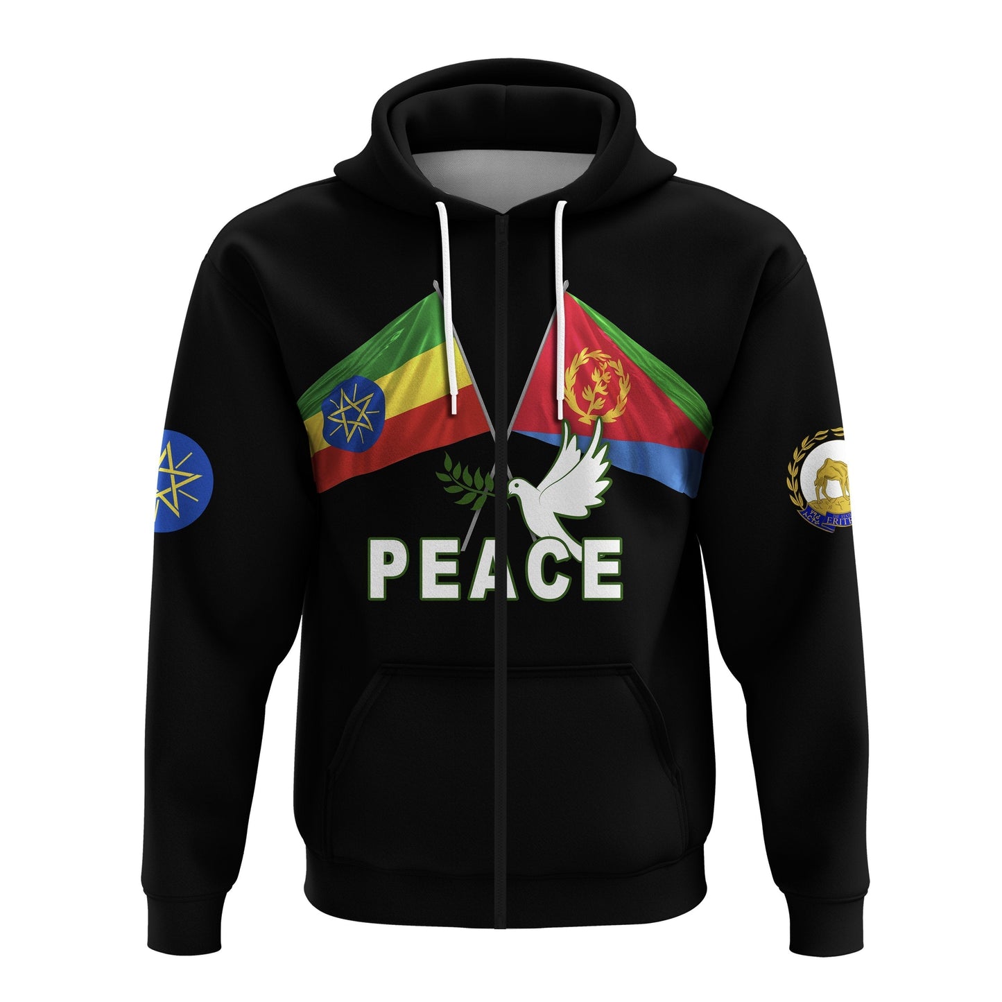 Ethiopia And Eritrea Zip Hoodie Dove Of Peace