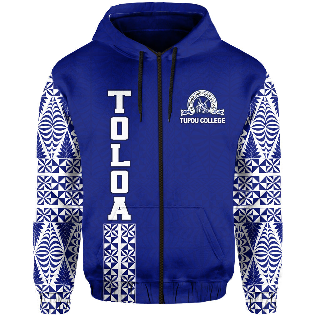 TOLOA Zip Hoodie Tupou College Tonga Pattern