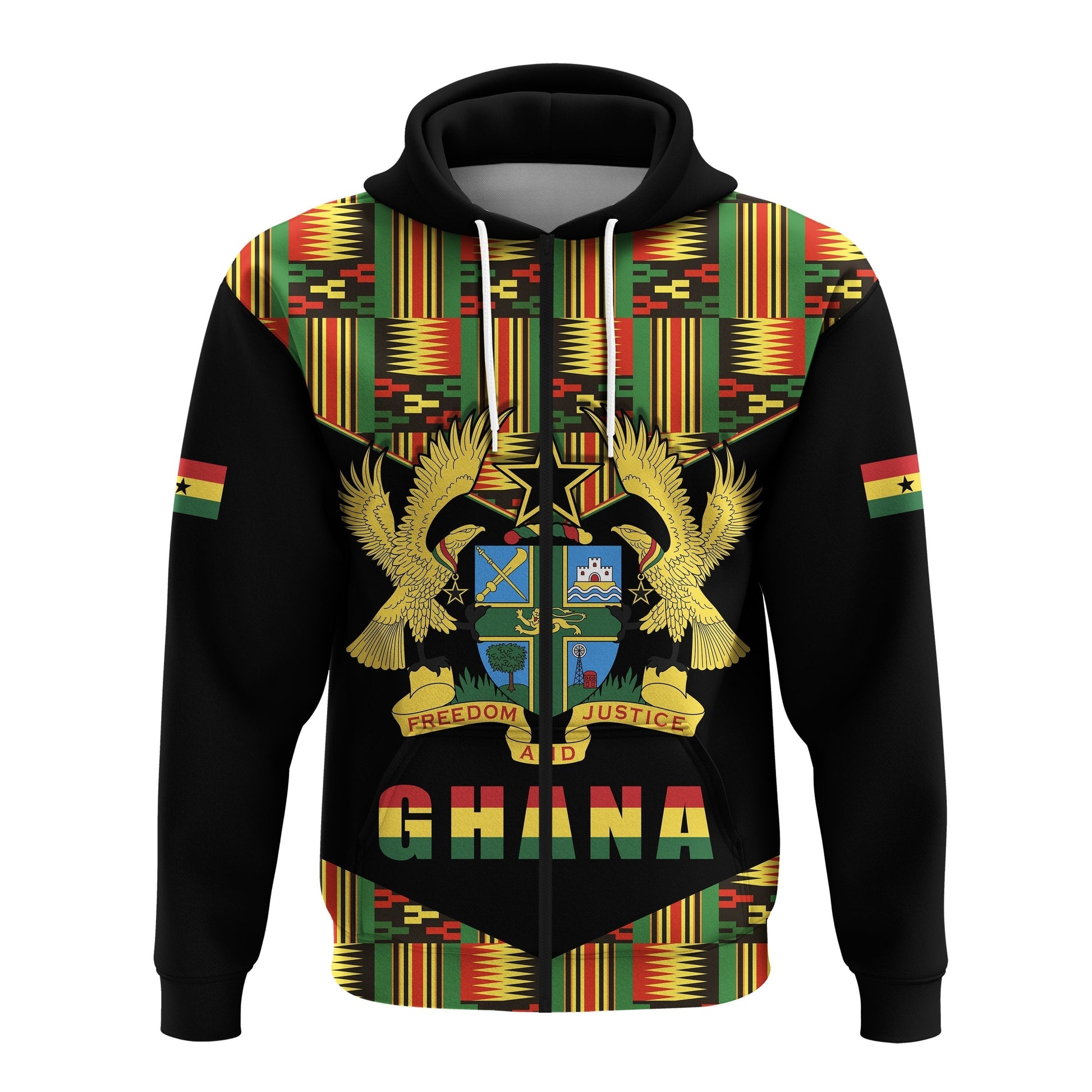 Ghana Zip Hoodie Proud Ankara Kente