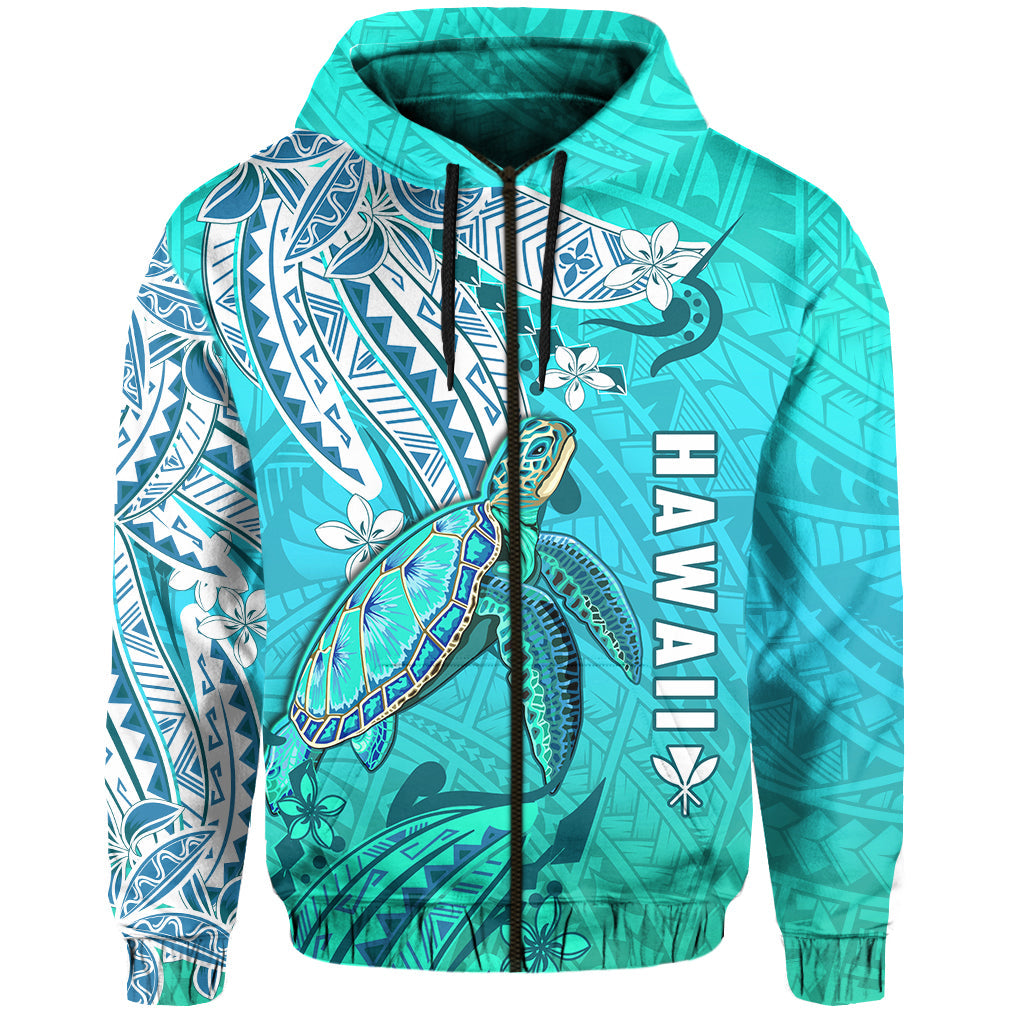 Hawaiian Islands Zip Hoodie Turtle Mix Hawaii Polynesian