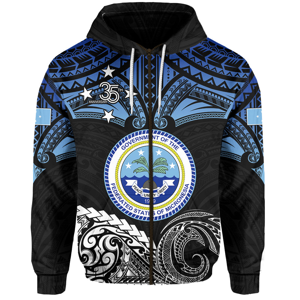 Federated States of Micronesia Zip Hoodie Happy FSM 35th Independence Anniversary