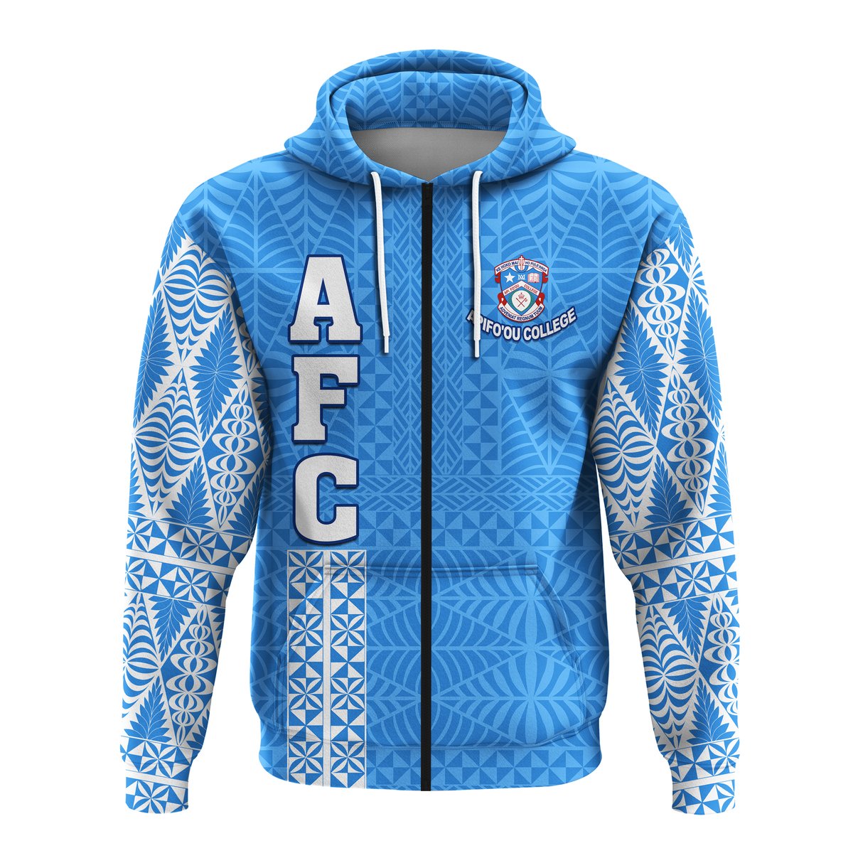 Apifo'ou College Zip Hoodie Tongan Pattern AFC Lovers