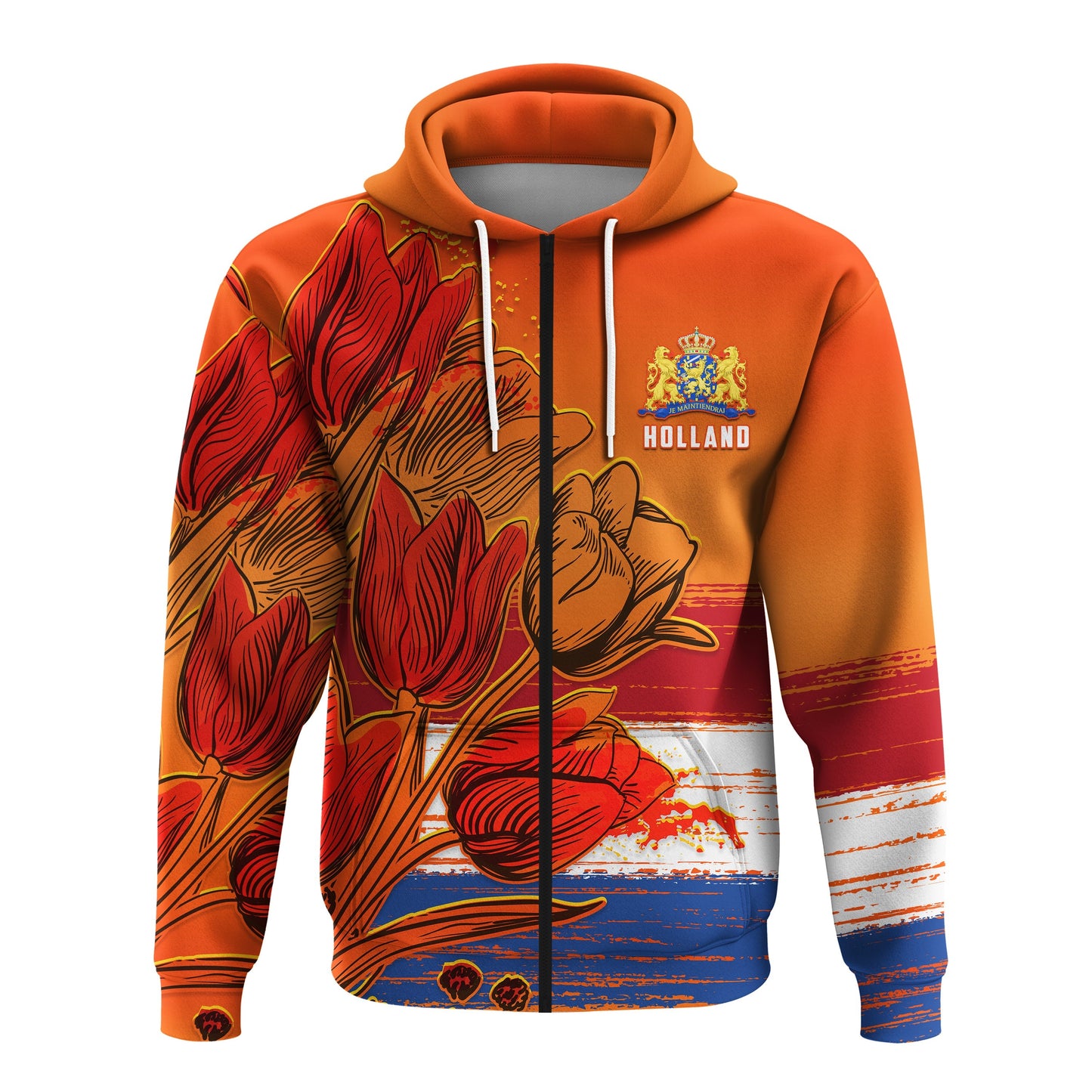 Netherlands Zip Hoodie Style Tulip National Flower