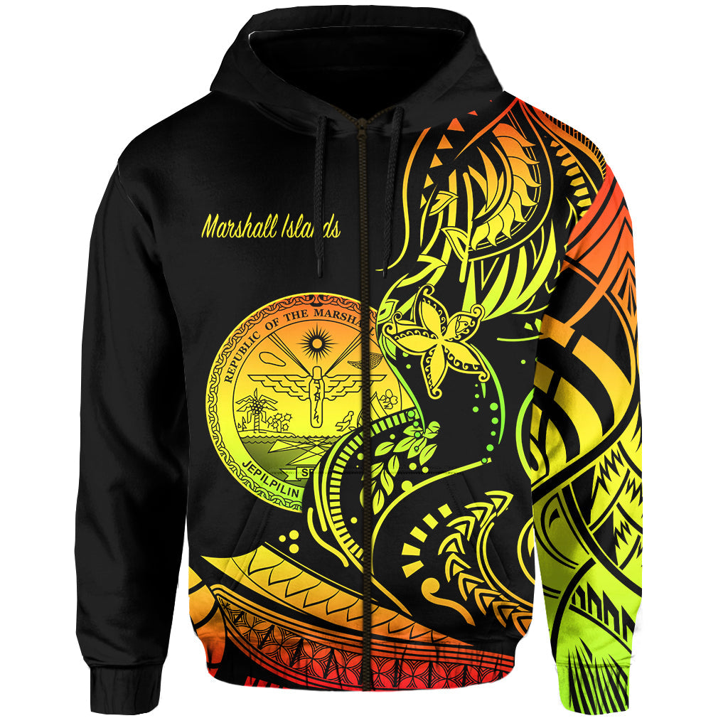 Marshall Islands Zip Hoodie Proud Seal Star Version Reggae