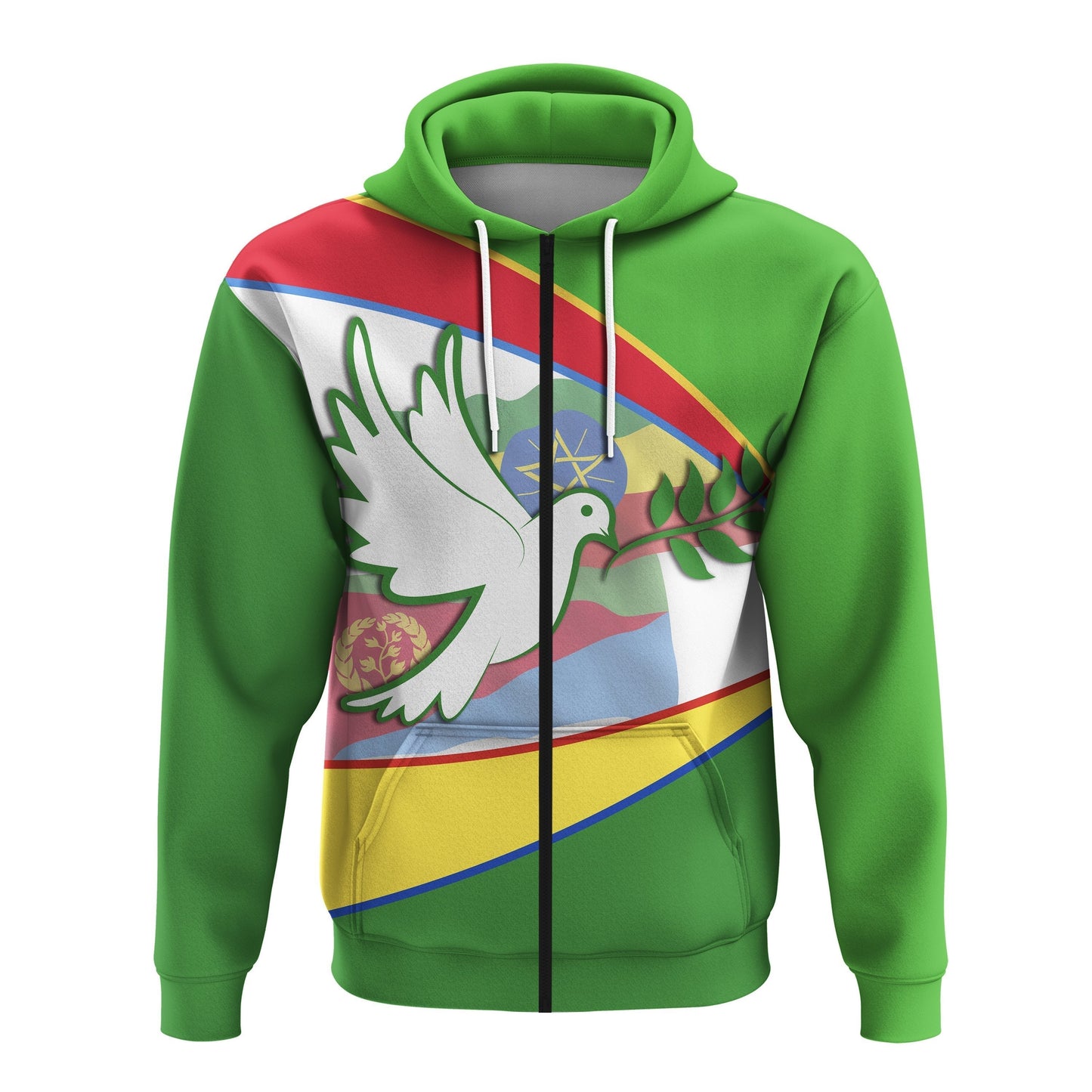 Ethiopia And Eritrea Zip Hoodie New