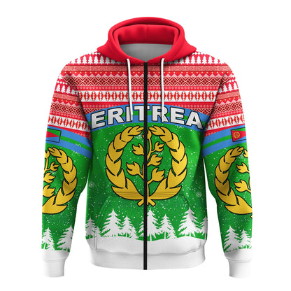 Eritrea Zip Hoodie Merry Christmas Mix African Pattern
