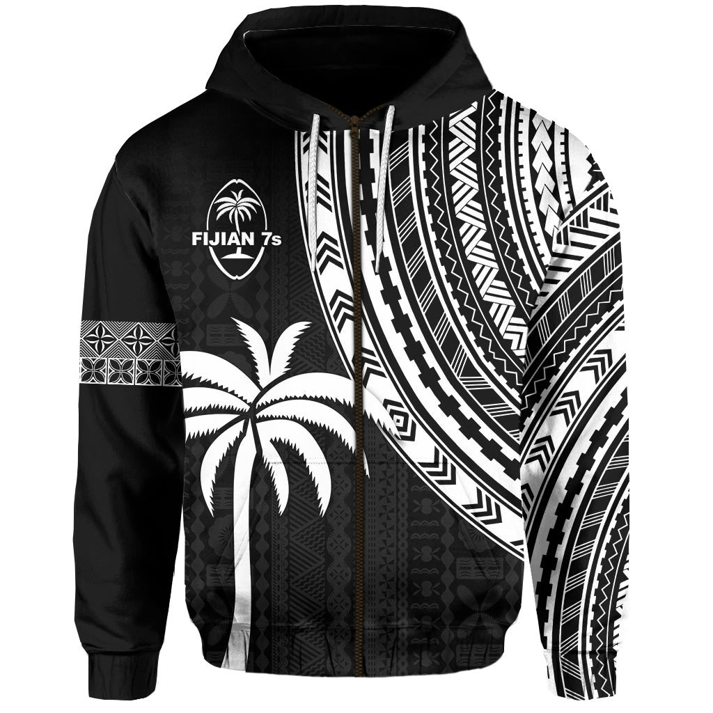 Fiji Rugby Sevens Zip Hoodie Fijian 7s Tapa Polynesian