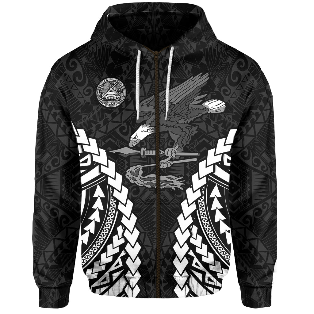 American Samoa Zip Hoodie Eagle mix Polynesian