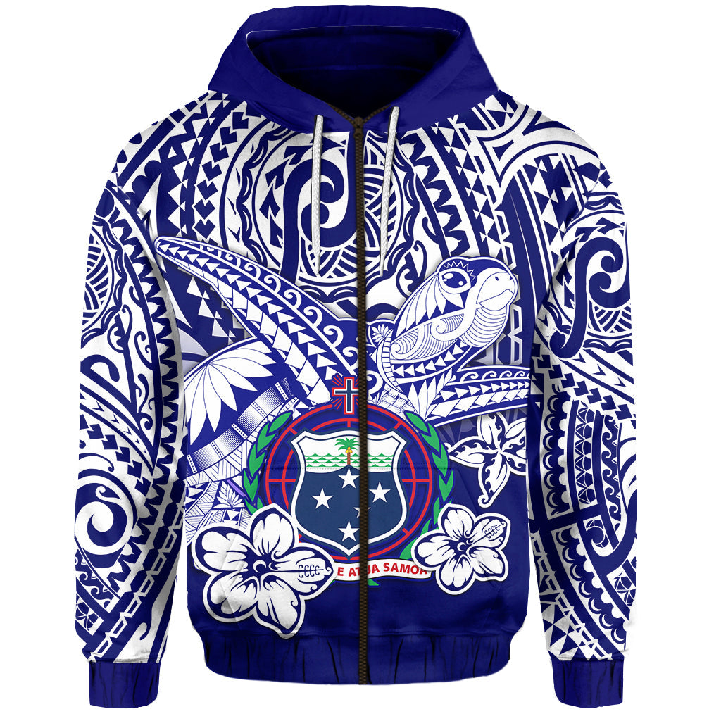 Samoa Polynesian Zip Hoodie Samoan Loved Turtles
