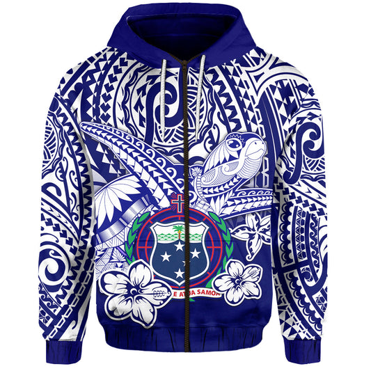 Samoa Polynesian Zip Hoodie Samoan Loved Turtles