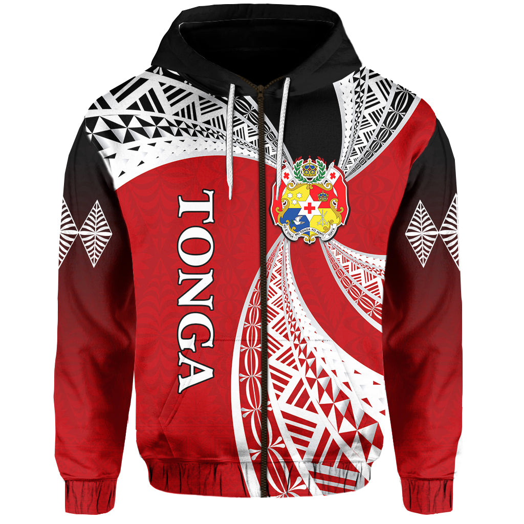 Tonga Distinctive Zip Hoodie Tongan Tapa Pattern