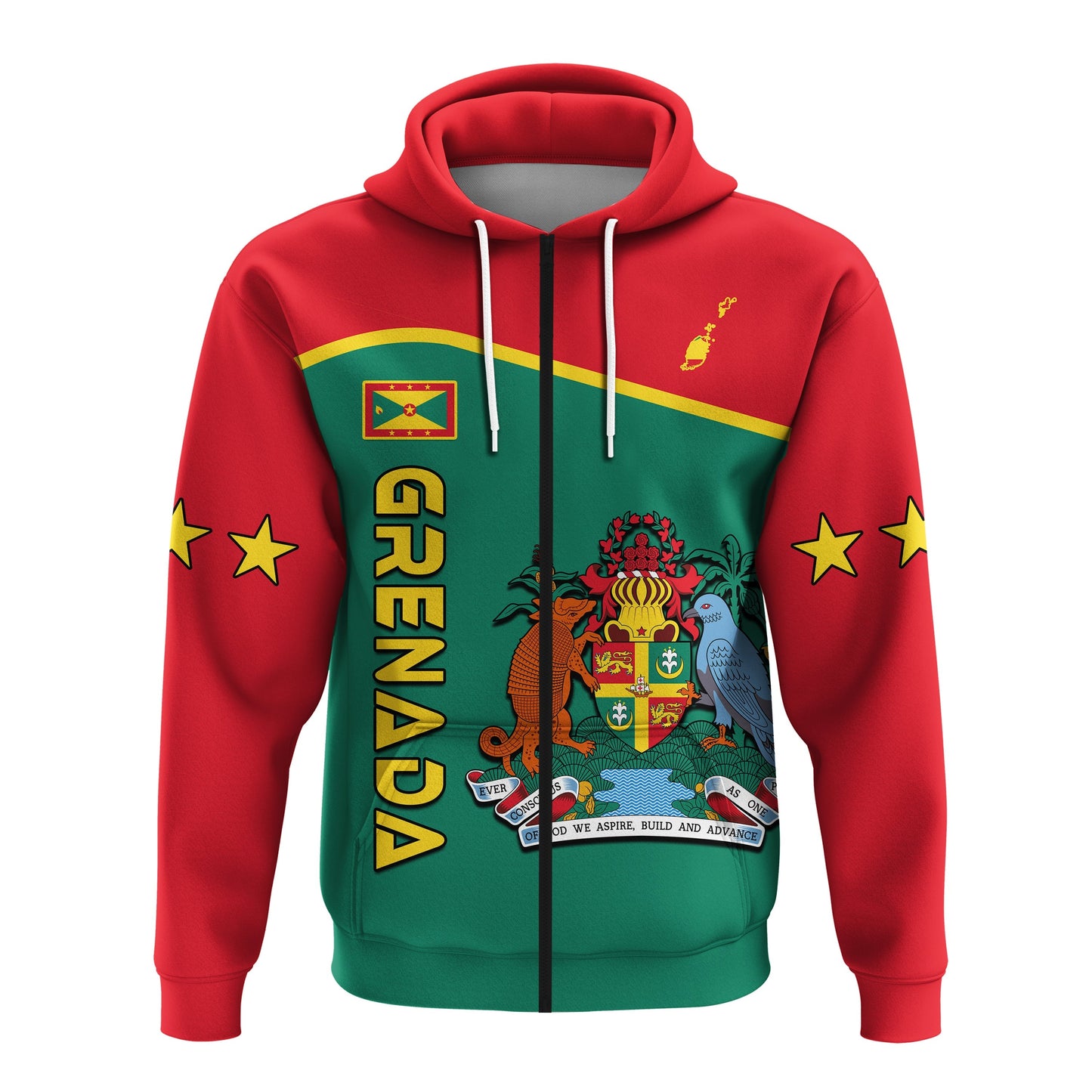 Grenada Hoodie Coat of Arms and Map Impressive