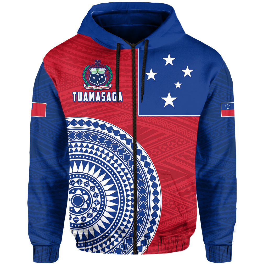 Tuamasaga Samoa Zip Hoodie Polynesian Pattern