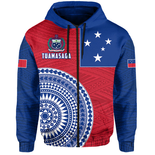 Tuamasaga Samoa Zip Hoodie Polynesian Pattern