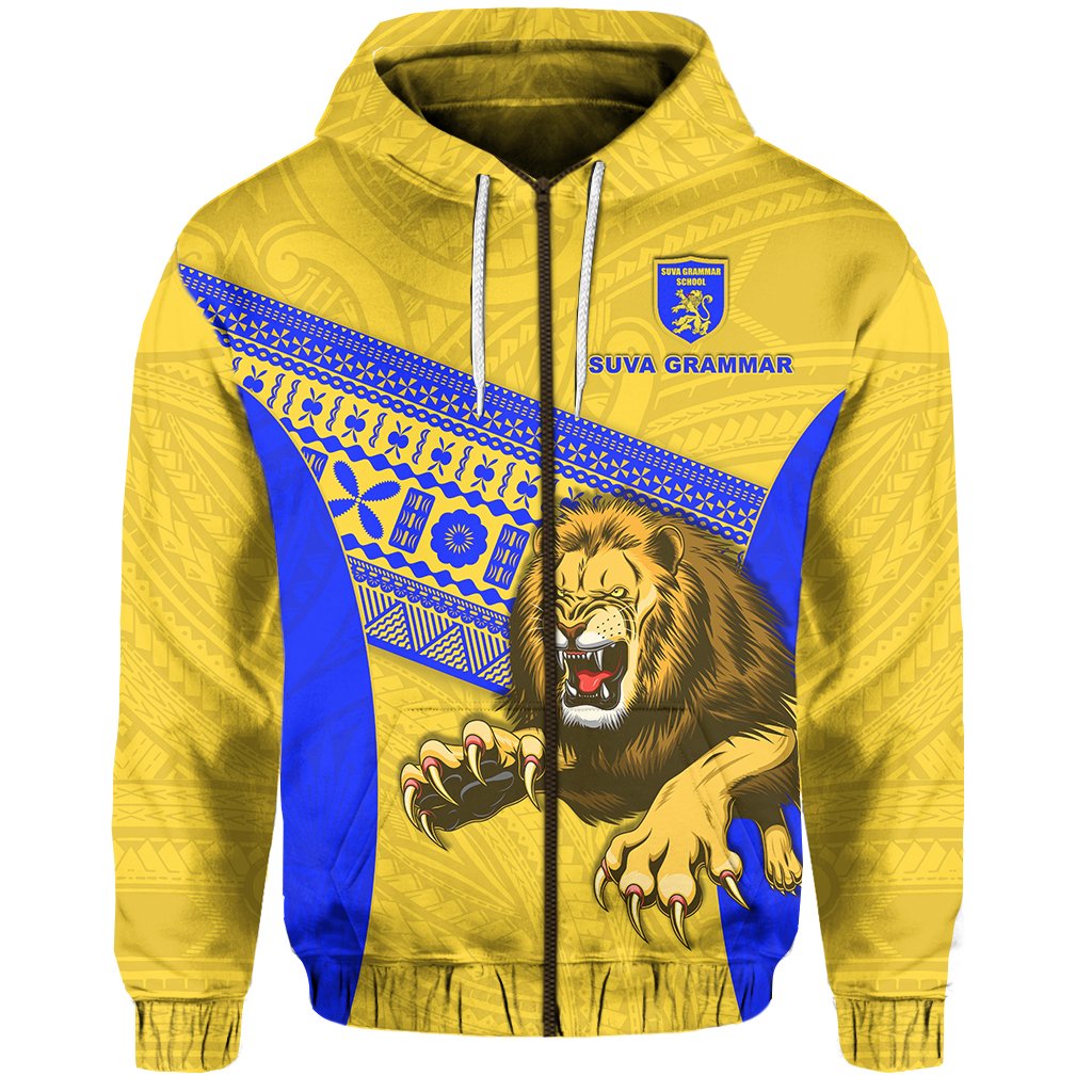 Suva Grammar Fashion Zip Hoodie (For Kid) Fiji School Version Lion Gold
