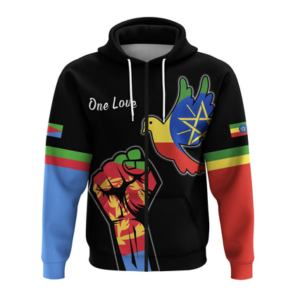Ethiopia And Eritrea Zip Hoodie One Love