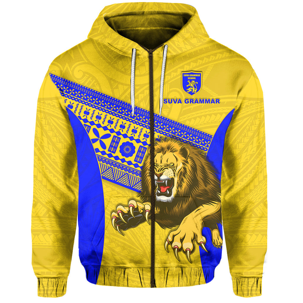 Suva Grammar Fashion Zip Hoodie Fiji School Version Lion Gold