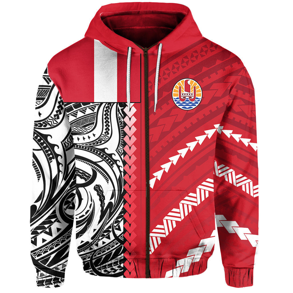 Tahiti Unique Zip Hoodie Polynesia Pattern