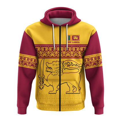 Sri Lanka Hoodie Traditional Pattern and Lion Flag