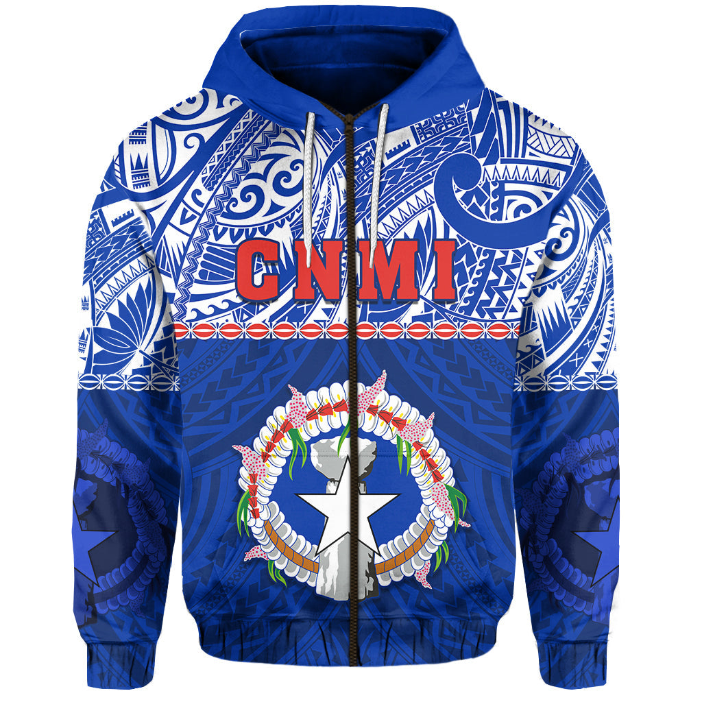 Northern Mariana Islands Zip Hoodie Polynesian CNMI Coat of Arms