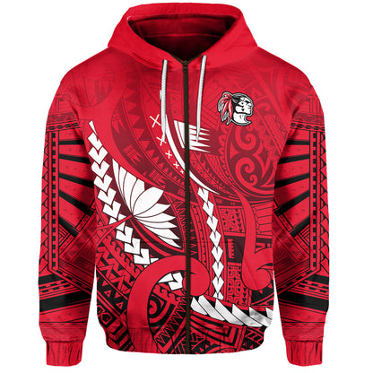 Kahuku Shool Zip Hoodie Enthusiasm Red Raiders