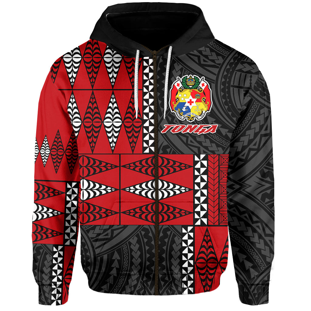 Tonga Zip Hoodie Tongan Pattern Mix Polynesian