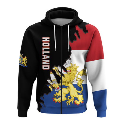 Netherlands Zip Hoodie Style Flag and Map Holland