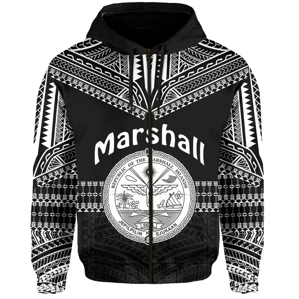 Marshall Islands Zip Hoodie Best Tattoo Version Black