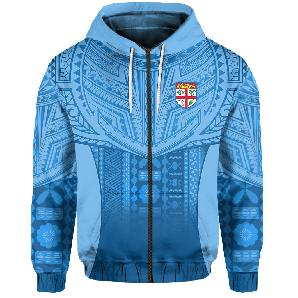 ( Personalised) Fiji Faithful Zip Hoodie Version Blue Text and Number