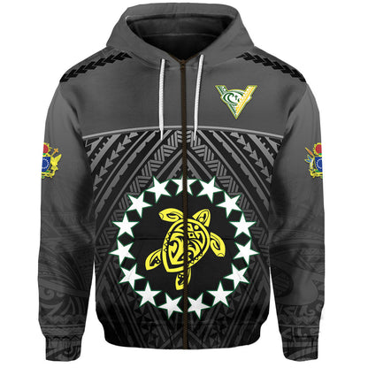 ( Personalised) The Kuki's Zip Hoodie Cook Islands Rugby Black Text and Number