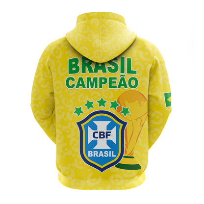 Brazil Football Hoodie World Cup Champions Soccer 2022 Selecao Brazil Campeao
