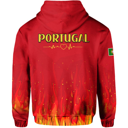 Portugal Football Hoodie Champions Soccer World Cup My Heartbeat Fire