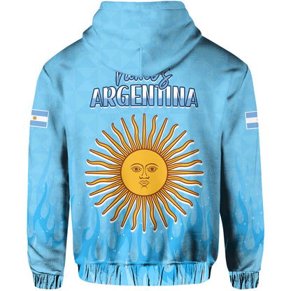 Argentina Football Hoodie Vamos Sky Champions World Cup Fire