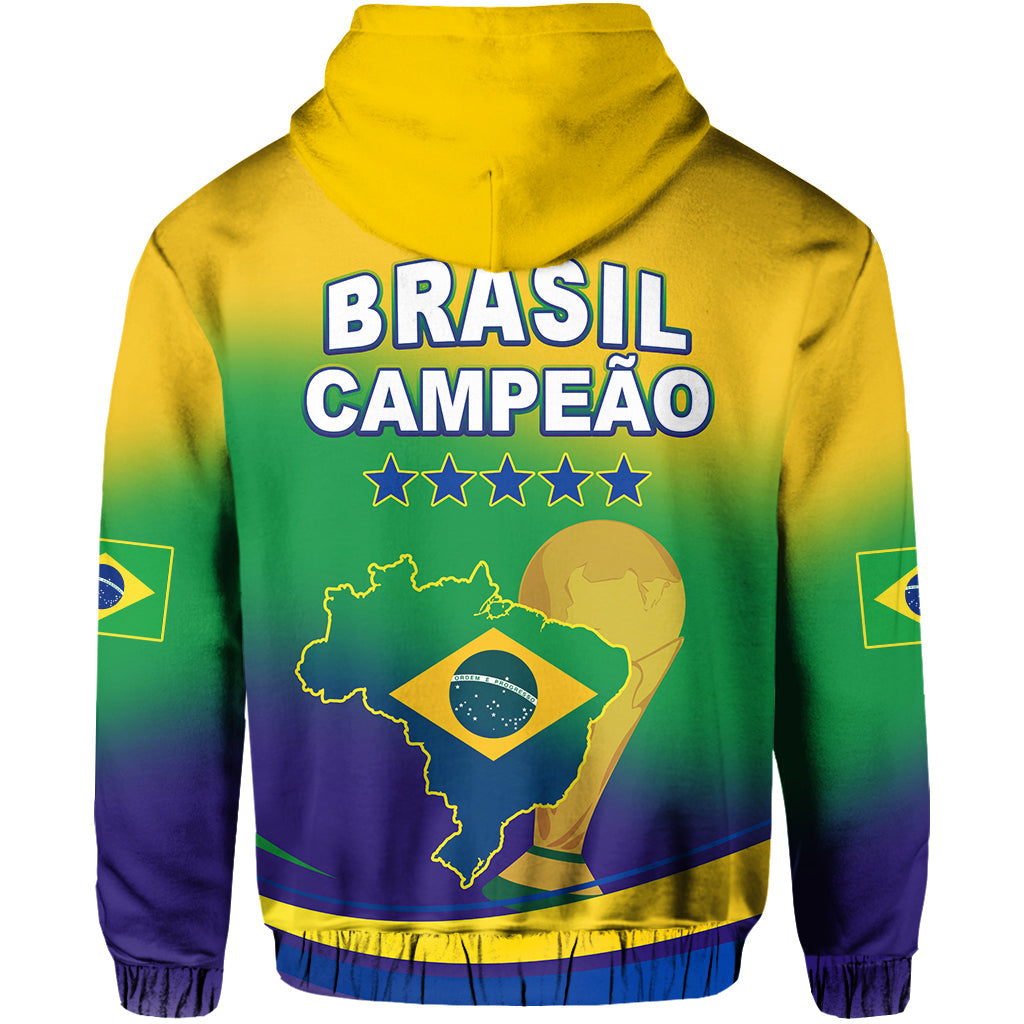 Brazil Football Hoodie Soccer 2022 World Cup Selecao Brazil Campeao Style Color Flag
