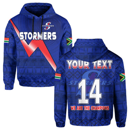 Custom Stormers South Africa Rugby Hoodie We Are The Champions URC African Pattern