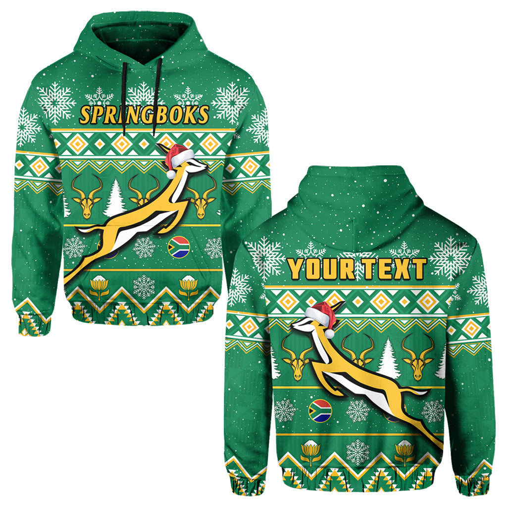Custom South Africa Rugby Christmas Hoodie Springboks Proud Geseende Kersfees