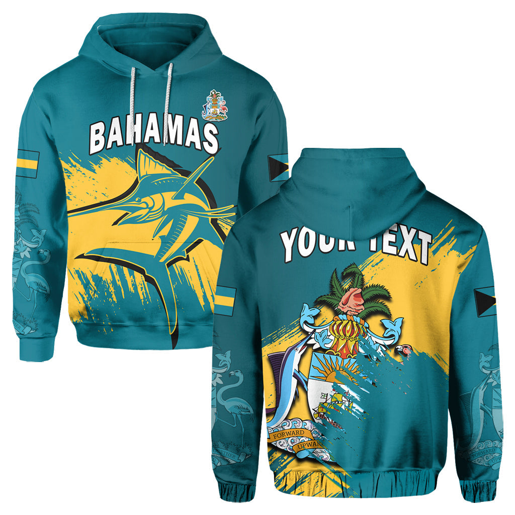 Custom Bahamas Hoodie Blue Marlin With Bahamian Coat Of Arms