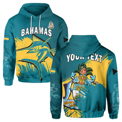 Custom Bahamas Hoodie Blue Marlin With Bahamian Coat Of Arms